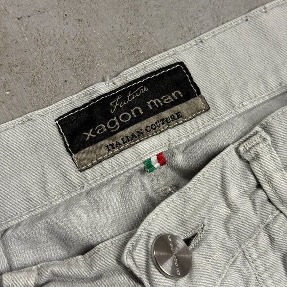 Future Xagon Man Twill Chinos Made in Italy Stretch Beige Cotton 30x31 - Picture 3 of 6